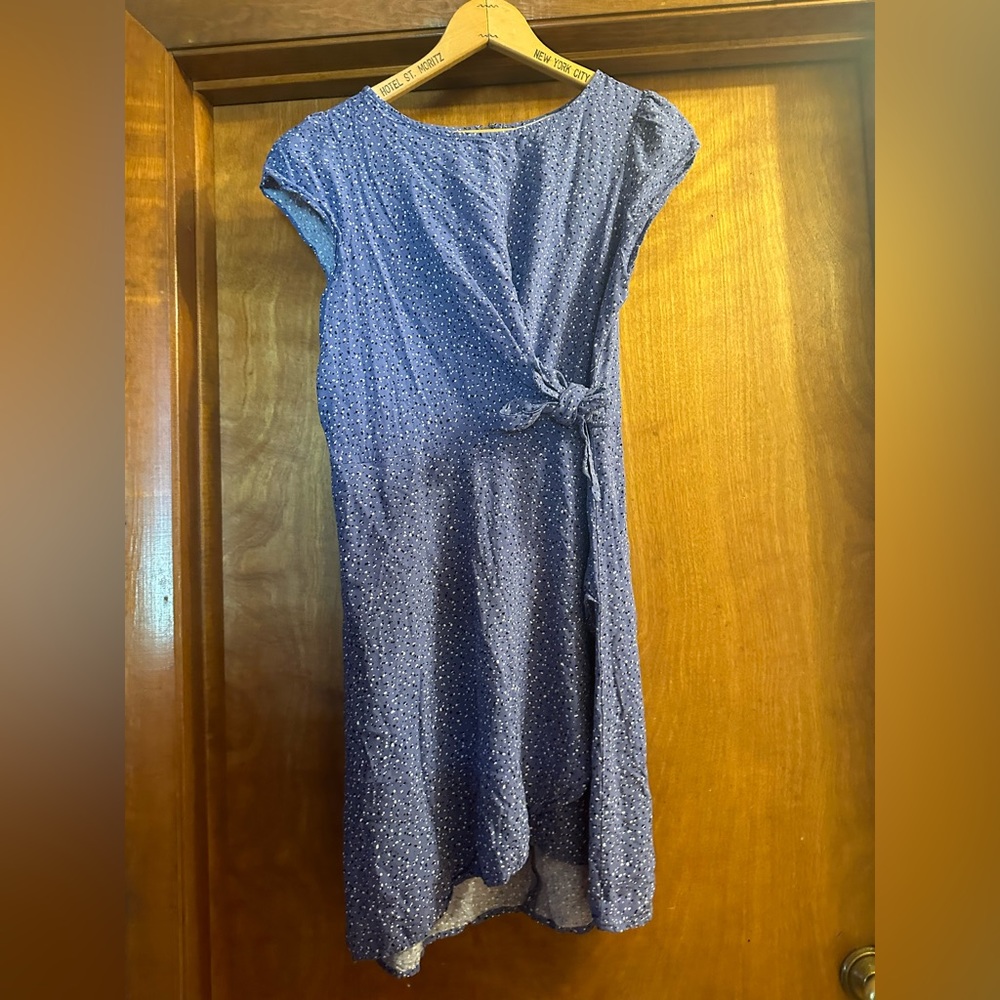 LOFT Blue Side Tie Mini Dress-8P